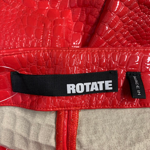 ROTATE Size 2 Jeanine Red Faux Leather Croc Embossed Tapered Casual Pants
