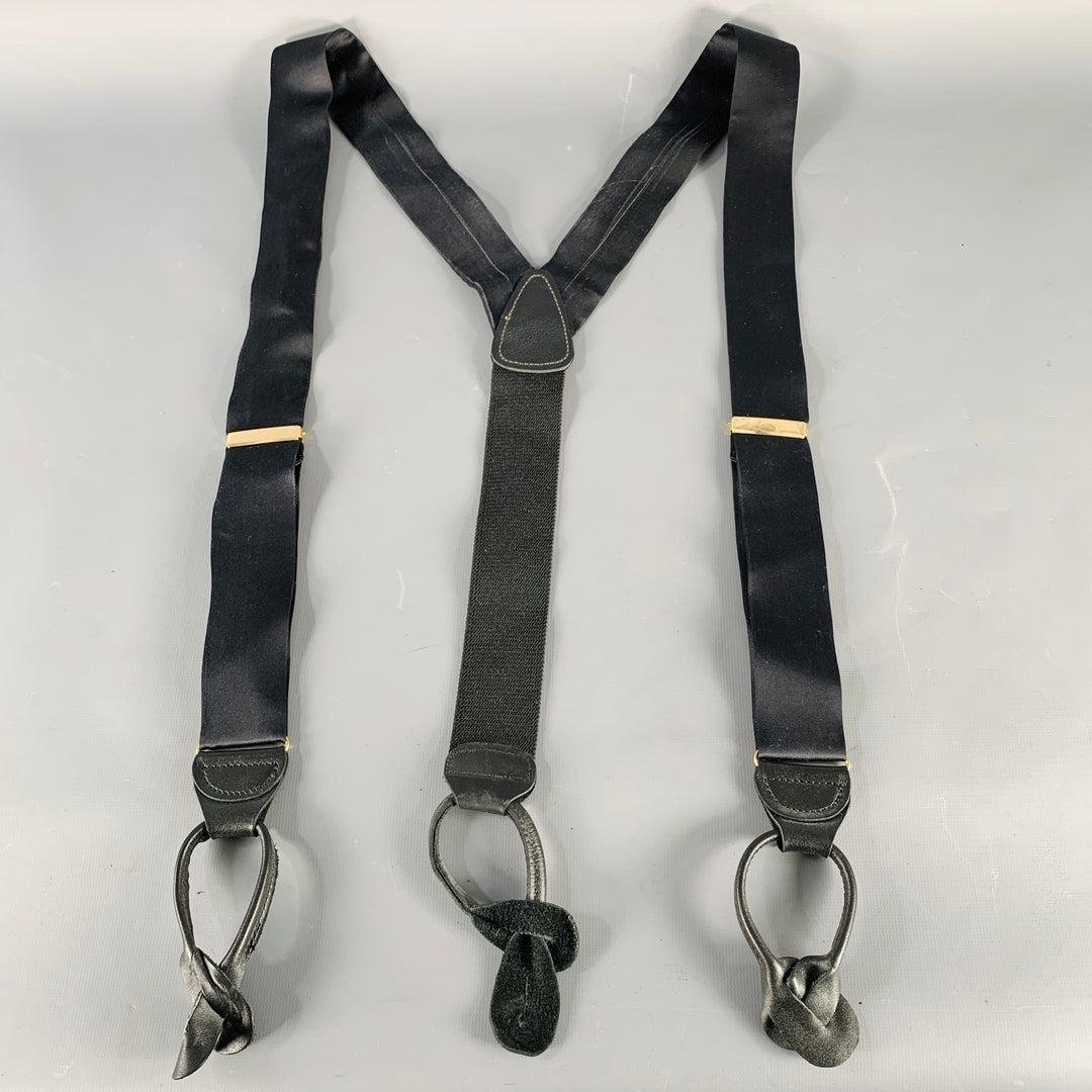 VINTAGE Black Gold Canvas Suspenders