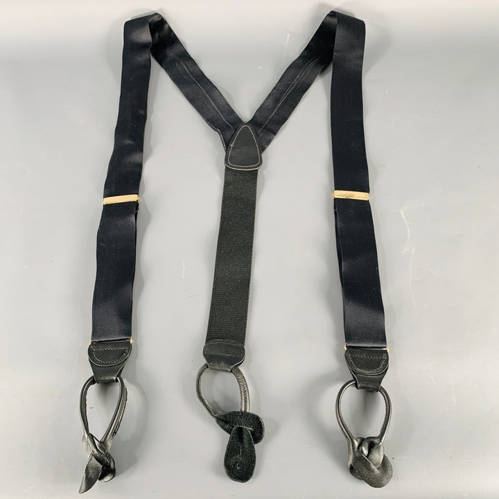 VINTAGE Black Gold Canvas Suspenders