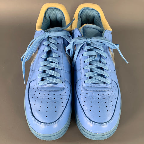 NIKE x OFF-WHITE Size 11 Air Force 1 '07 Virgil Blue Silver Logo Sneakers