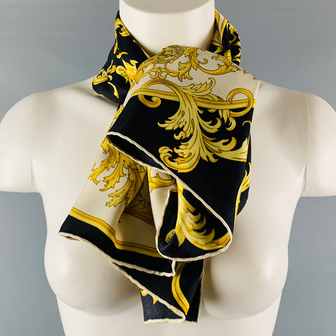 VERSACE Black Gold Baroque Twill Scarf
