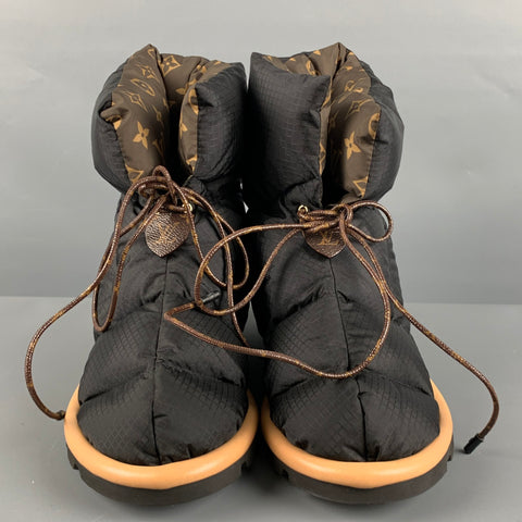 LOUIS VUITTON Taille 8 Bottes monogramme en nylon marron noir