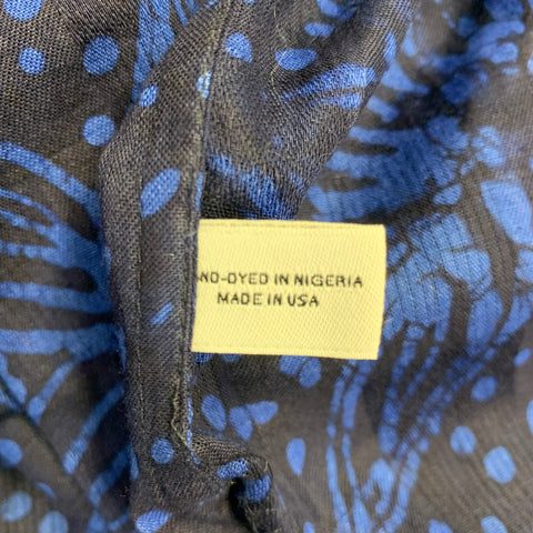 POST-IMPERIAL Size L Blue Indigo Abstract Floral Cotton Long Sleeve Shirt