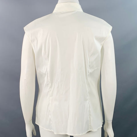 Chemise plissée sans manches ESCADA, taille XL, en coton mélangé crème