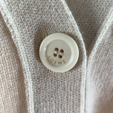 LOEWE Size M Cream Cashmere Blend Asymmetric Cardigan