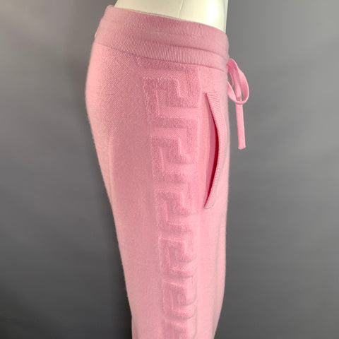 VERSACE Size S Pink Cashmere Blend Greca Sweatpants Casual Pants