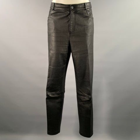 LAFAYETTE 148 Size 10 Black Leather Lambskin Pants