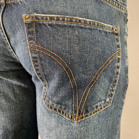 D&G by DOLCE & GABBANA Size 35 Blue Contrast Stitch Cotton Skinny Low Rise Jeans