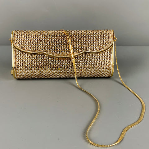 JUDITH LEIBER Gold Metallic Rhinestones Evening Handbag