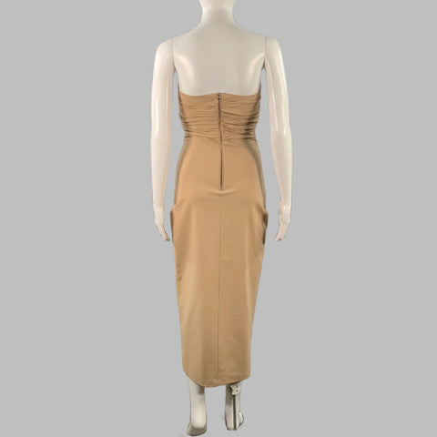 DOLCE & GABBANA SS23 1990 Re-issue Size 6 Beige Viscose Blend Strapless Crop Top Dress Set