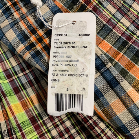 AKRIS Size S Multi Color Polyester Cotton Plaid Snaps Jacket Shorts Set