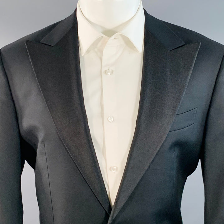 SUITSUPPLY Size 38 Long Black Wool Peak Lapel Sport Coat