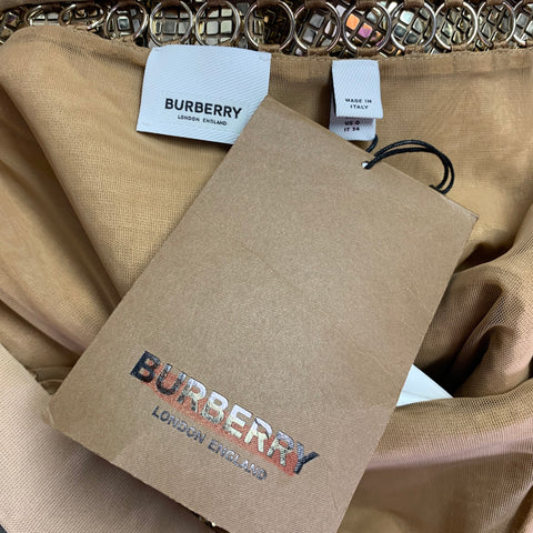 BURBERRY Taille 0 Or Beige Mélange Viscose Embellissement Disco Jupe Sirène