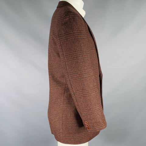MISSONI Size 38 Brown Black Glenplaid Virgin Wool Oversized Sport Coat