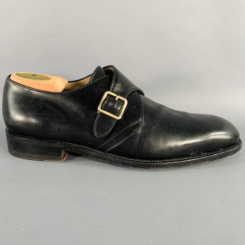 SALVATORE FERRAGAMO Size 8 Black Leather Monk Strap Loafers