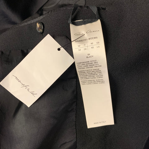 RICK OWENS S/S2020 Size 42 Black Wool & Viscose Blend Peak Lapel Jacket