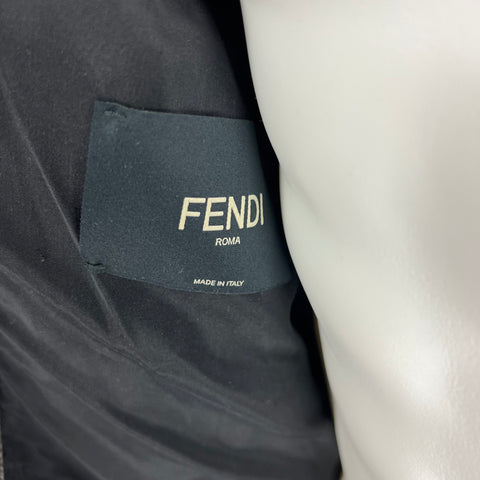 FENDI Printemps 2016 Taille 34 Gris Bleu Agneau Cerf Cuir Peau de Serpent Clouté Allover Monster Veste