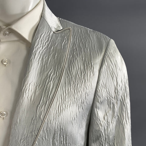 JOHN VARVATOS S2025 Chest Size 38 Silver Wrinkled Viscose Elastane Sport Coat