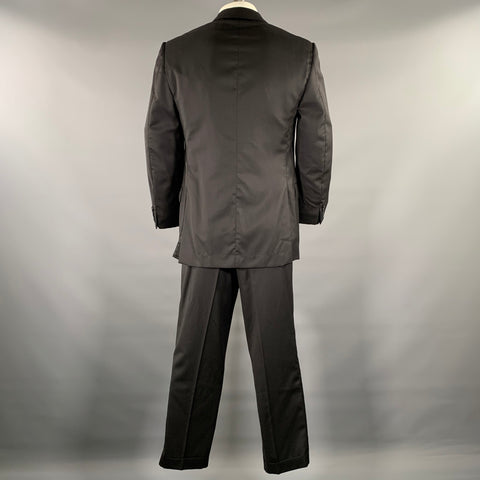 ERMENEGILDO ZEGNA Size 52 Black Pinstripe Wool Silk Notch Lapel Suit