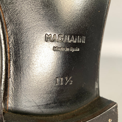 MAGNANNI Size 11.5 Black Solid Leather Lace Up Shoes