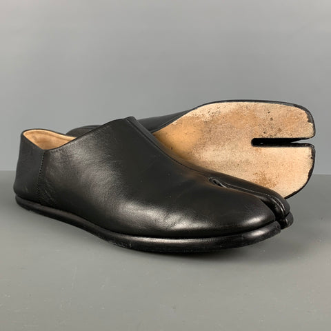 MAISON MARGIELA Size 10 Black Leather Slip On Flats