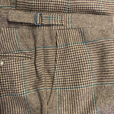 POLO by RALPH LAUREN Size 42 Long Brown Green Houndstooth Notch Lapel Suit