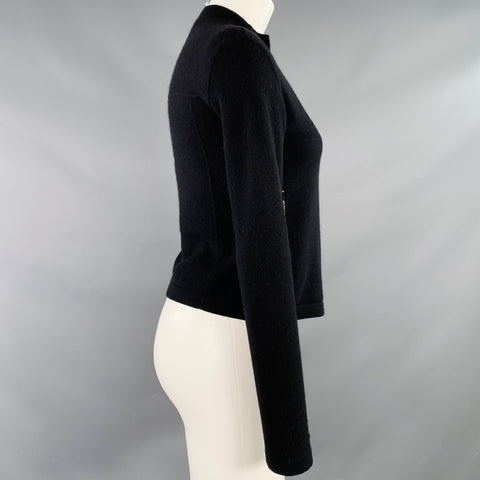 AUTUMN CASHMERE Size S Black Cashmere Zip Up Cardigan