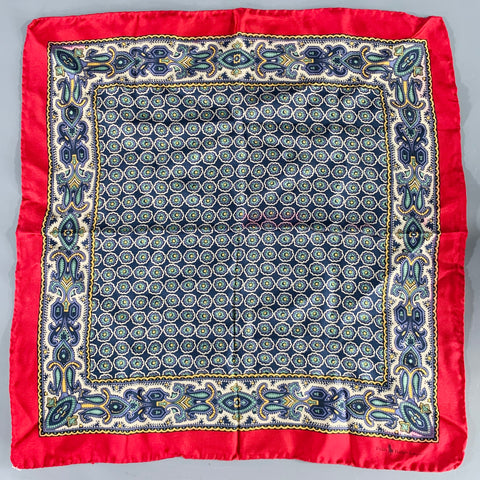 POLO by RALPH LAUREN Navy Green Abstract Floral Silk Pocket Square