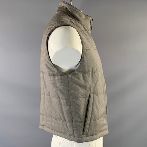 ERMENEGILDO ZEGNA Chest Size 42 Size L Grey Brown Wool & Silk Zip Up Vest