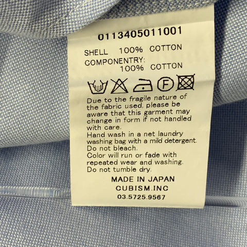 VISVIM Size M Blue Cream Contrast Trim Cotton One Pocket Long Sleeve Shirt