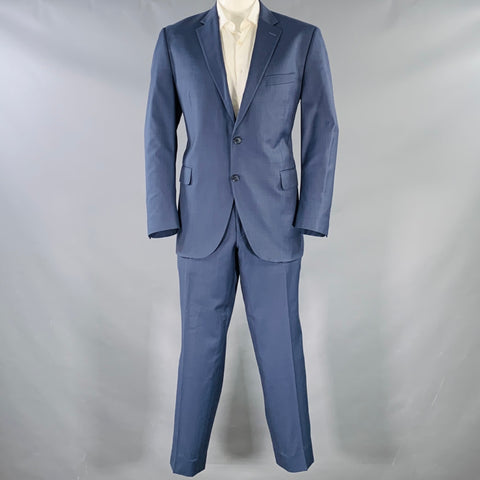 PETER MILLAR Size 44 Regular Blue Wool Notch Lapel Suit