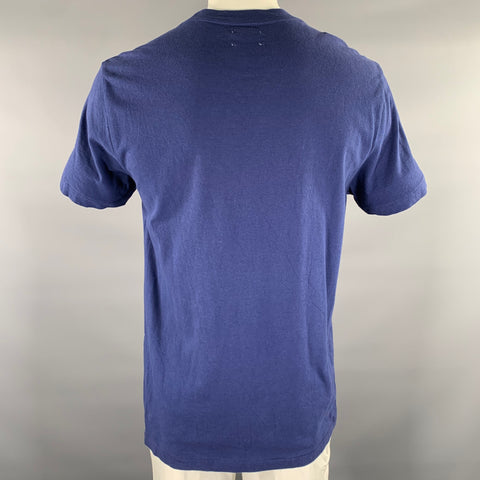 AIME LEON DORE Size L Navy Logo Cotton Crew-Neck T-shirt