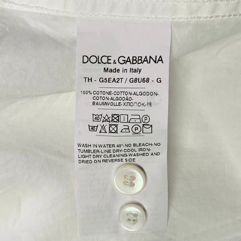 DOLCE & GABBANA Size L White Cotton Button Up Long Sleeve Shirt