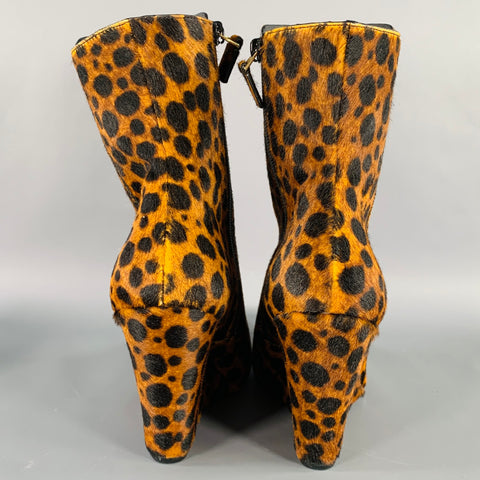STUART WEITZMAN Size 7 Brown Black Calf Hair Animal Pointed Toe Boots