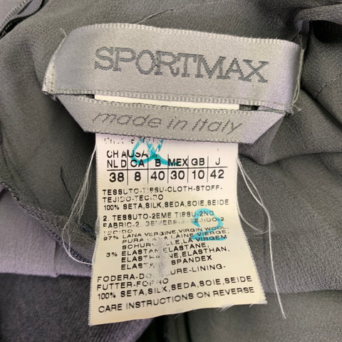SPORTMAX Size XS Grey Black Silk Virgin Wool Blend Two Tone Pleated Dress
