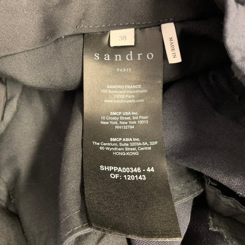 SANDRO Size 32 Navy Wool Blend Flat Front Dress Pants