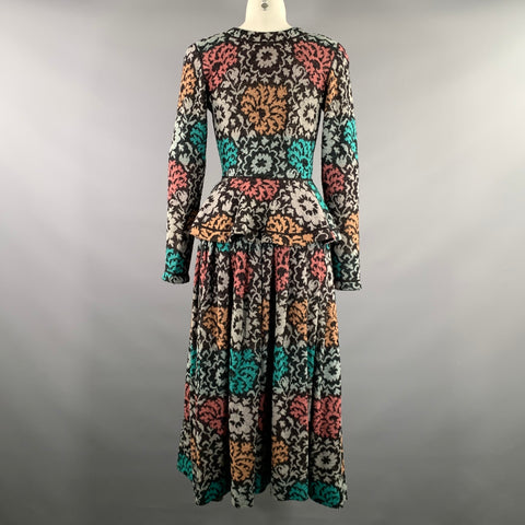 MISSONI Size S Grey Teal Wool Blend Floral Mid Calf Set