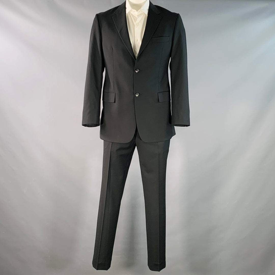 SAND Size 42 Black Wool Twill Notch Lapel Suit