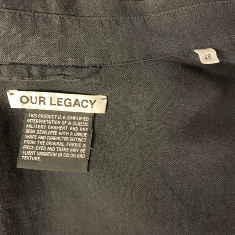 OUR LEGACY Size M Black Linen Cotton & Silk Button Up Long Sleeve Shirt