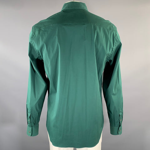 PRADA Size XL Green Cotton Blend Long Sleeve Shirt