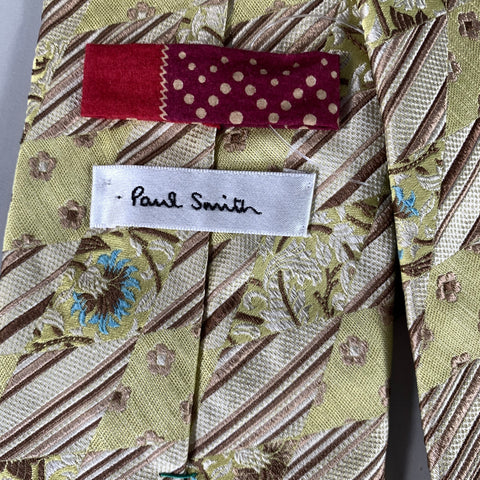 PAUL SMITH Green Cream Diamond Silk Tie