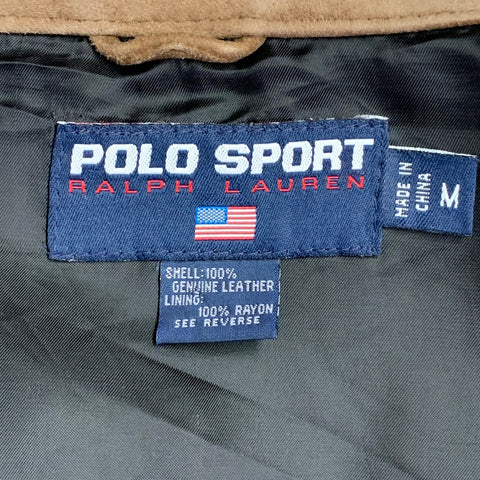 POLO SPORT Taille M Veste Ceinturée en Daim Texturé Marron