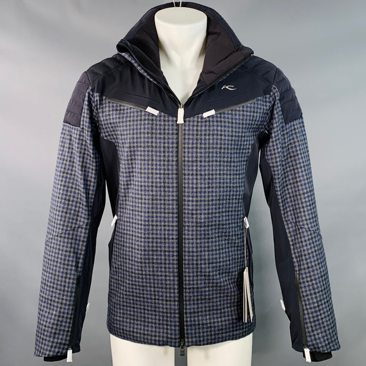 KJUS Size M Formula SE Black Grey Blue Plaid Polyamide Blend Ski Jacket