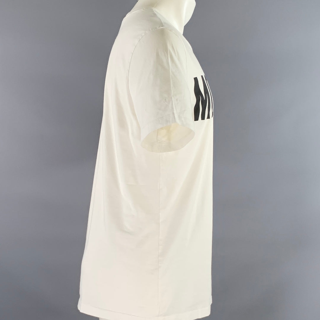 MOSCHINO Size M White Black Logo Cotton Lightweight T-shirt