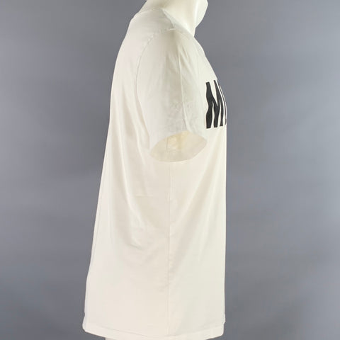 MOSCHINO Size M White Black Logo Cotton Lightweight T-shirt