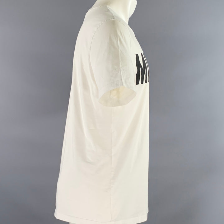 MOSCHINO Size M White Black Logo Cotton Lightweight T-shirt