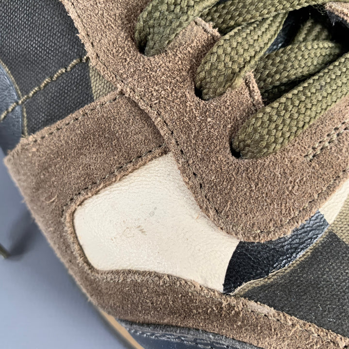 VALENTINO Size 9.5 Blue Taupe Color Block Leather Rubber Sole Sneakers
