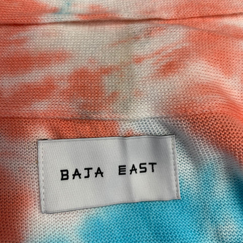 BAJA EAST Size S Pink Blue Tie Dye Pima Cotton Open Front Cardigan