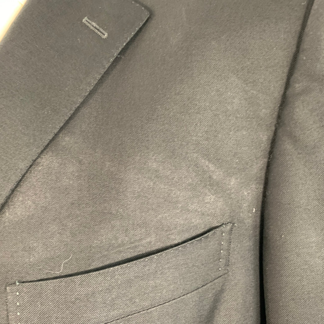 ERMENEGILDO ZEGNA Size 48 Regular Black Wool Twill Notch Lapel Sport Coat