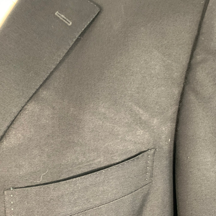 ERMENEGILDO ZEGNA Size 48 Regular Black Wool Twill Notch Lapel Sport Coat